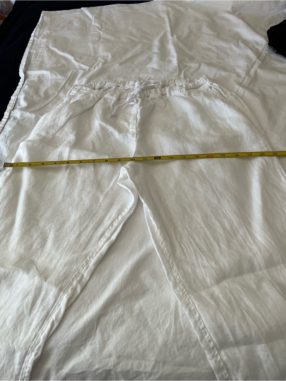 CP SHADES CLASSIC Lightweight White Linen Drawstring Pants - Picture 11 of 12